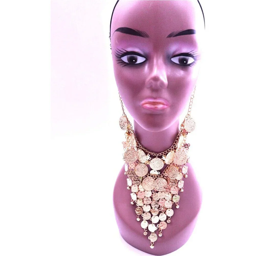 Gold Coin Veil for Belly Dance Halloween Party Cosplay Jewelry Accessory